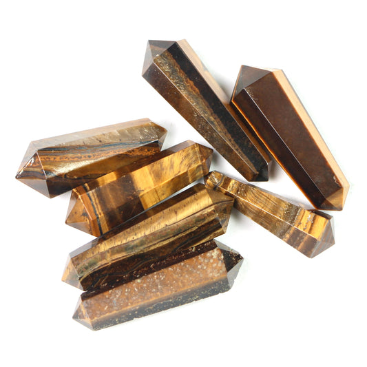 Tiger Eye Crystal Tower Double terminated Point, Tiger's EyeDouble points crystal, Healing crystal tower, terminated crystal points - Healing Crystal for Energy, Meditation, and Balance