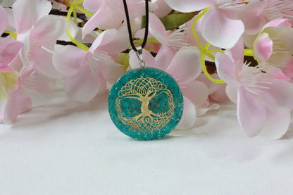 Turquoise Orgone Pendant | Tree Of Life Orgone Pendant |  Orgonite Pendant |Orgone Necklace | Reiki Pendant - Healing Crystal for Energy, Meditation, and Balance