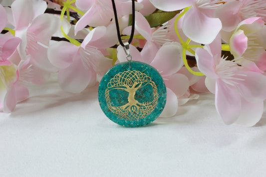 Turquoise Orgone Pendant | Tree Of Life Orgone Pendant |  Orgonite Pendant |Orgone Necklace | Reiki Pendant - Healing Crystal for Energy, Meditation, and Balance