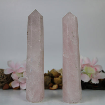 Rose Quartz Crystal Tower six sided crystal tower healing stick nice quality Rose quartz stone - Healing Crystal for Energy, Meditation, and Balance