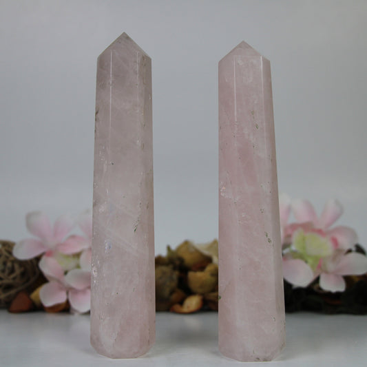 Rose Quartz Crystal Tower six sided crystal tower healing stick nice quality Rose quartz stone - Healing Crystal for Energy, Meditation, and Balance