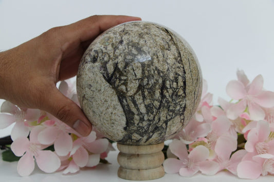 Picasso Jasper Sphere Crystal Ball Rare Huge Sphere XXL size, 2.6 Kilogram, 5.7 LB/ 119 mm, 4.7 Inches Diameter Picasso Jasper Crystal Ball - Healing Crystal for Energy, Meditation, and Balance