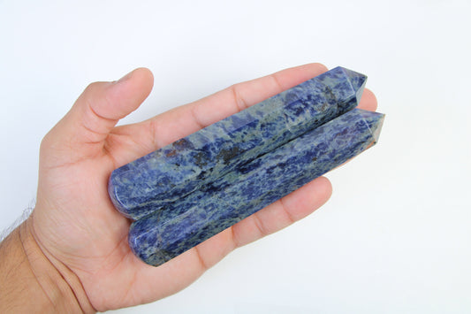 Sodalite Crystal Tower Massage Wand Tower point Healing crystals 5.5 Inches Obelisk - Healing Crystal for Energy, Meditation, and Balance