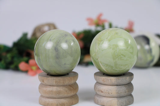 Serpentine Crystal Sphere, Serpentine Crystal Ball - Healing Crystal for Energy, Meditation, and Balance