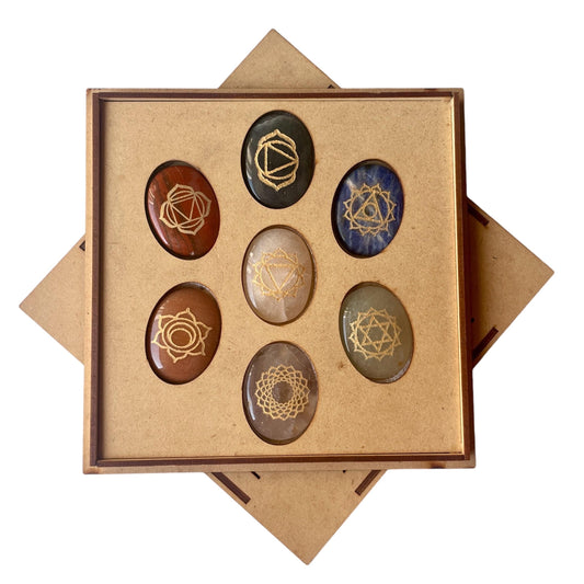 Seven chakra crystal box, 7 Chakra Healing Stone set With Wooden Box, Seven Chakra Healing Stones Kit - Healing Crystal for Energy, Meditation, and Balance
