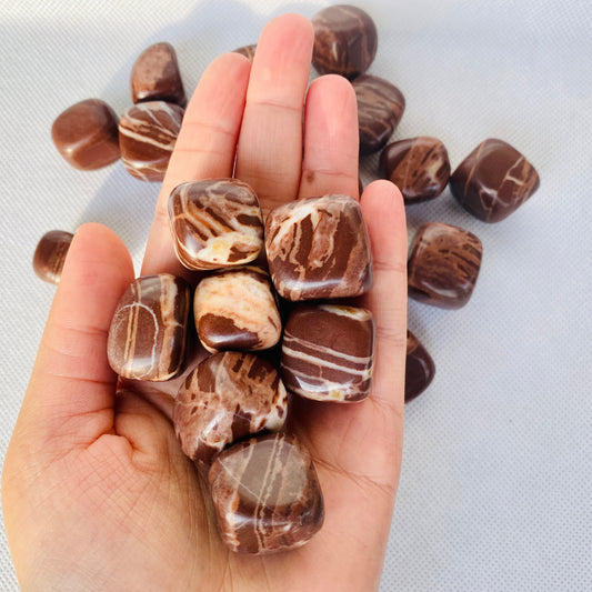 Tumbled Chocolate Jasper  polished Tumbled Stone Bag Charged Healing Crystal, Polished Gemstone Healing Crystals - Healing Crystal for Energy, Meditation, and Balance