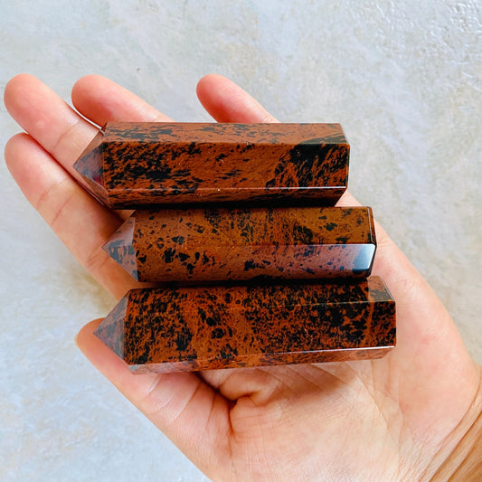 3 Inches Mahogany Obsidian Towers Polished Obelisk High Quality Obelisk – Grounding & Healing Crystal | Natural Energy Stone - Healing Crystal for Energy, Meditation, and Balance