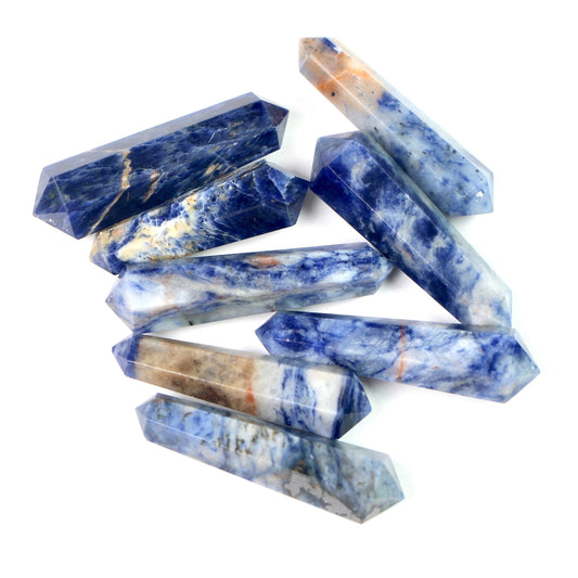 Sodalite Crystal Tower Double terminated Point, Sodalite Double points crystal, Sodalite Healing crystal tower, terminated crystal points - Healing Crystal for Energy, Meditation, and Balance