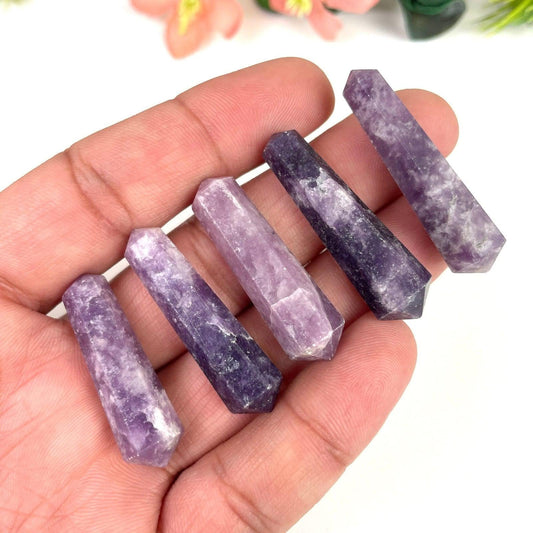 Lepidolite Crystal Tower Double terminated Point, Lepidolite Double points crystal, Healing crystal tower, terminated crystal points - Healing Crystal for Energy, Meditation, and Balance