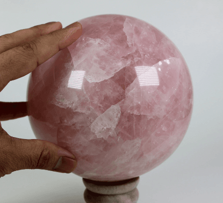 Rose Quartz Crystal Sphere, Rose Quartz Crystal Ball Extra Large Crystal Sphere Quartz Rose - Healing Crystal for Energy, Meditation, and Balance