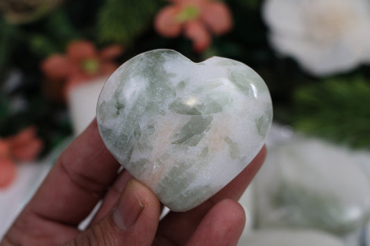 Green Tourmaline Crystal Heart, Gemstone Hearts, Heart Shaped Healing Stones, Home decor crystal - Healing Crystal for Energy, Meditation, and Balance