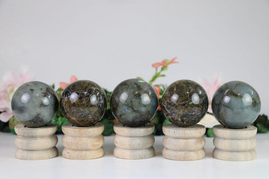 Flashy Labradorite Crystal Sphere, Labradorite Crystal Ball – Grounding & Healing Crystal | Natural Energy Stone - Healing Crystal for Energy, Meditation, and Balance