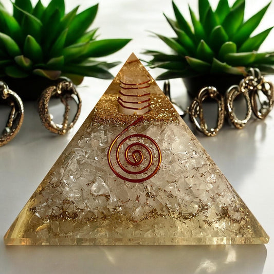 Crystal Quartz Orgone Pyramid (70-75mm) – Amplify Energy and Clarity Orgone Pyramids 70-75 mm - Healing Crystal for Energy, Meditation, and Balance