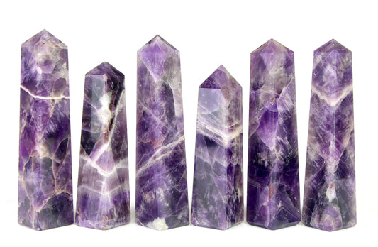 Amethyst Crystal Towers, Four Sided pyramid tower, Amethyst Crystal Wand healing tower - Healing Crystal for Energy, Meditation, and Balance