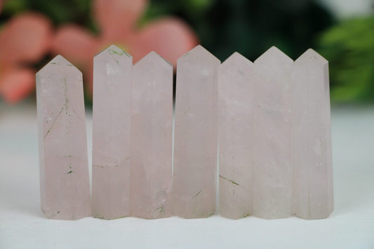 Rose Quartz Crystal Tower Point - Healing Crystal for Energy, Meditation, and Balance