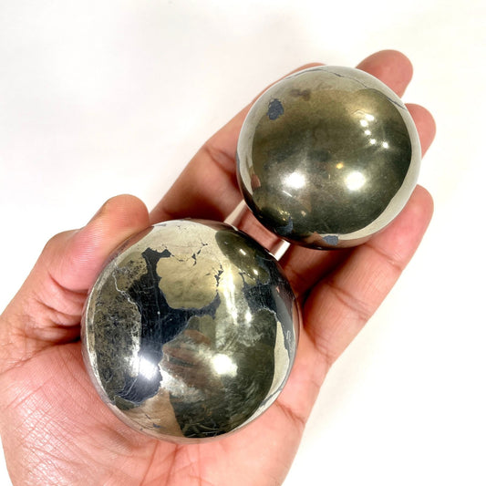 Golden Pyrite Crystal Sphere, Golden Pyrite Crystal Ball – Grounding & Healing Crystal | Natural Energy Stone - Healing Crystal for Energy, Meditation, and Balance
