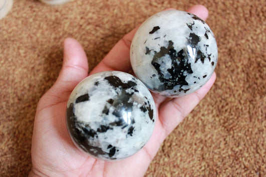 Rainbow Moonstone Spheres, High Quality Rainbow Moonstone Balls, Large Size-60 mm | 10.8 Oz | 300 g - Healing Crystal for Energy, Meditation, and Balance