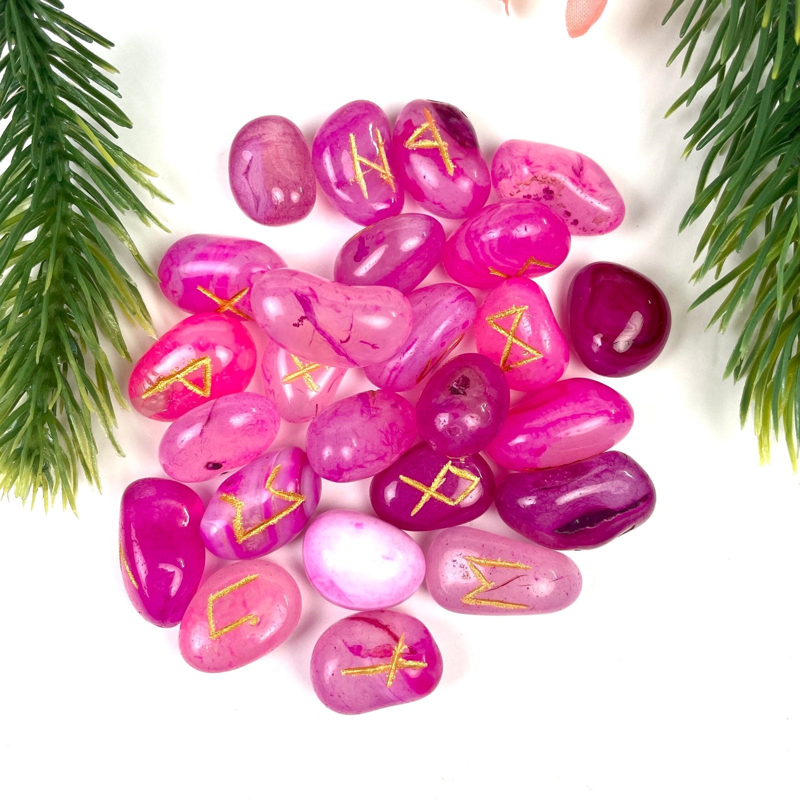 Pink Agate Stone Rune Sets | Healing Crystal - Healing Crystal for Energy, Meditation, and Balance