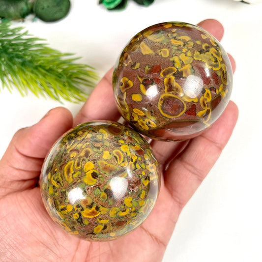 Fruit Jasper Crystal Sphere, Fruit Jasper Crystal Ball – Grounding & Healing Crystal | Natural Energy Stone - Healing Crystal for Energy, Meditation, and Balance