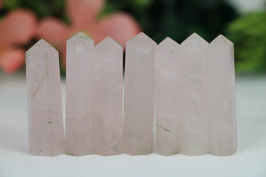 Rose Quartz Crystal Tower Point, Rose Quartz Healing crystal tower, Rose Quartz terminated crystal points - Healing Crystal for Energy, Meditation, and Balance