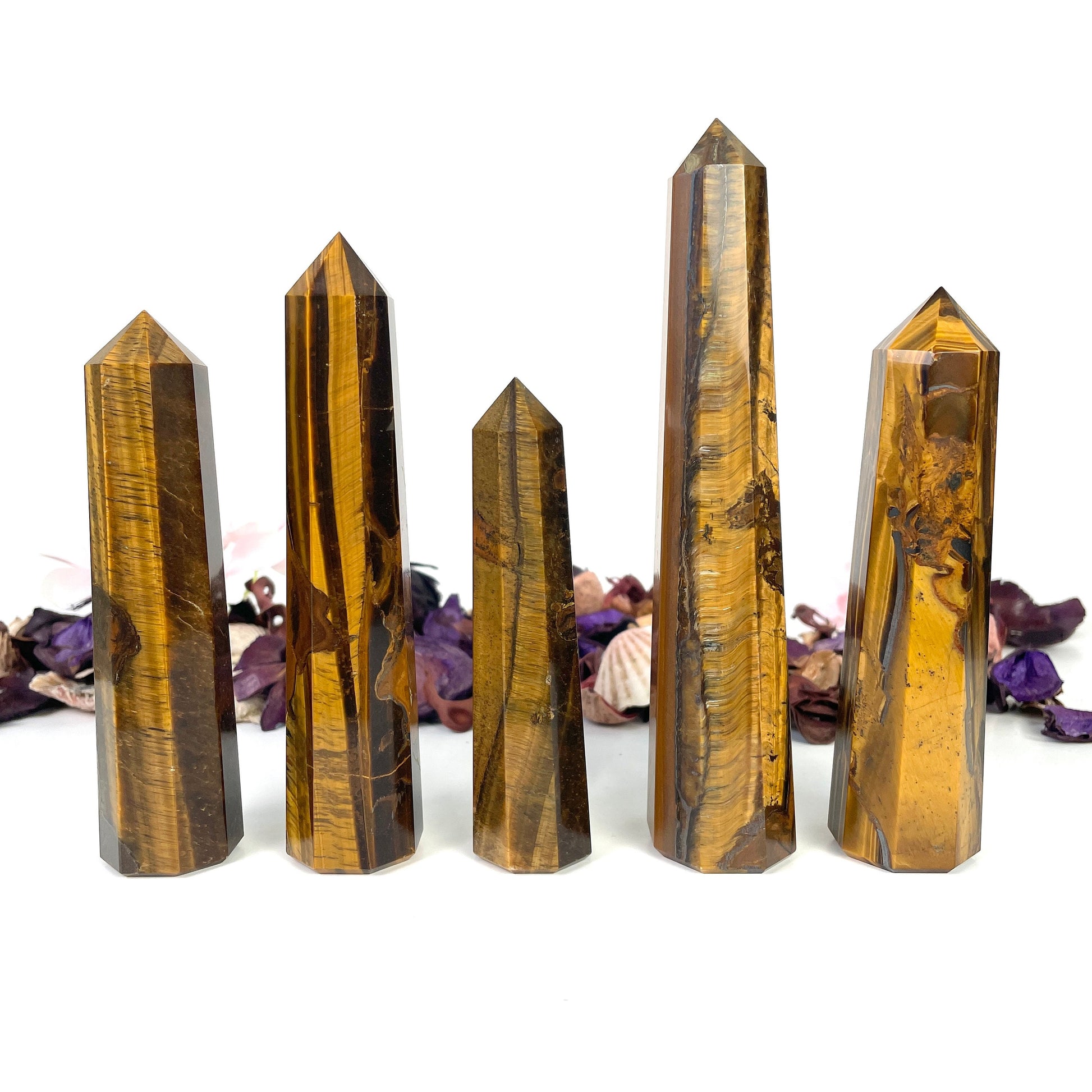 Tiger's Eye Crystal Towers Obelisk High Quality Tower Healing Crystals Wand, Large Size 8 faceted Pencil Tower - Healing Crystal for Energy, Meditation, and Balance