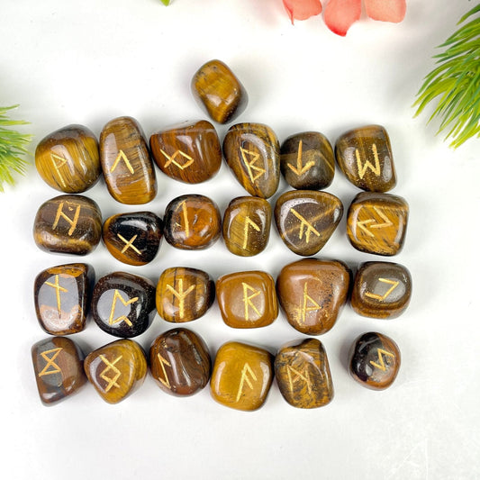 Tigers eye Rune Sets | Healing Crystal - Healing Crystal for Energy, Meditation, and Balance