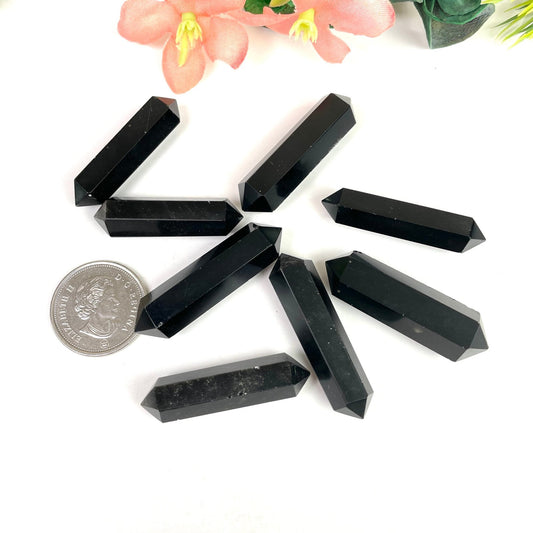 Black obsidian Crystal Tower Double terminated Point – Grounding & Healing Crystal | Natural Energy Stone - Healing Crystal for Energy, Meditation, and Balance