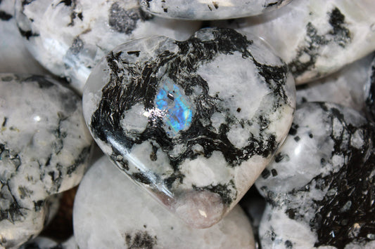 Rainbow Moonstone Crystal Heart, High Quality Pocket Stone Wholesale crystals - Healing Crystal for Energy, Meditation, and Balance