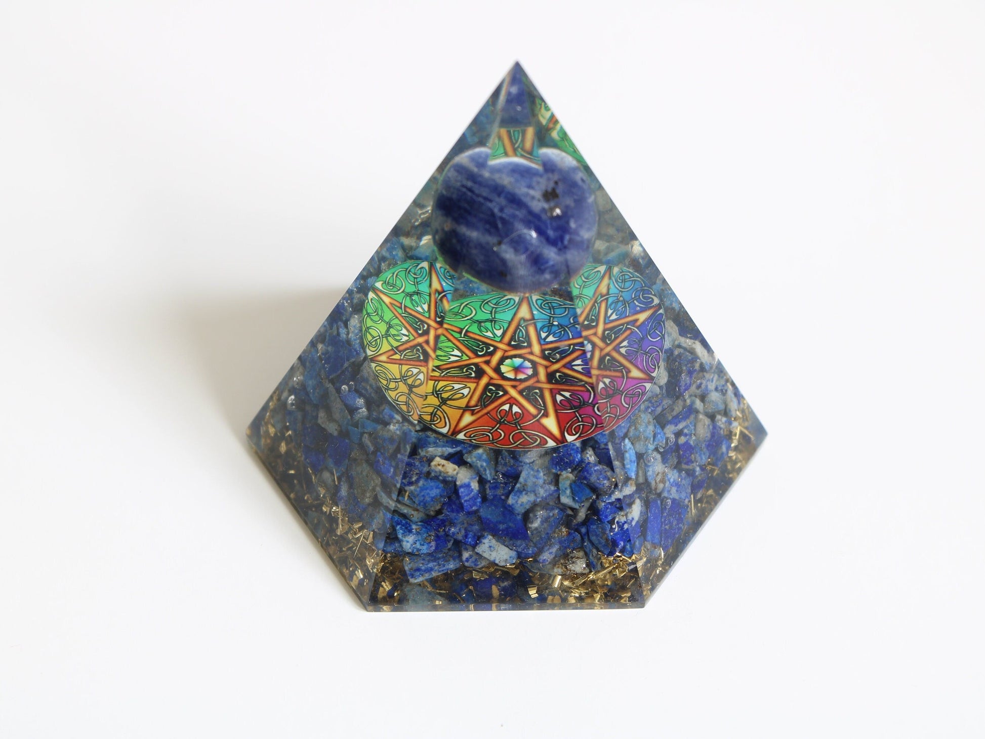 Lapis Lazuli Orgone Pyramid, Hexagon Orgonite Pyramid | Healing Crystal - Healing Crystal for Energy, Meditation, and Balance