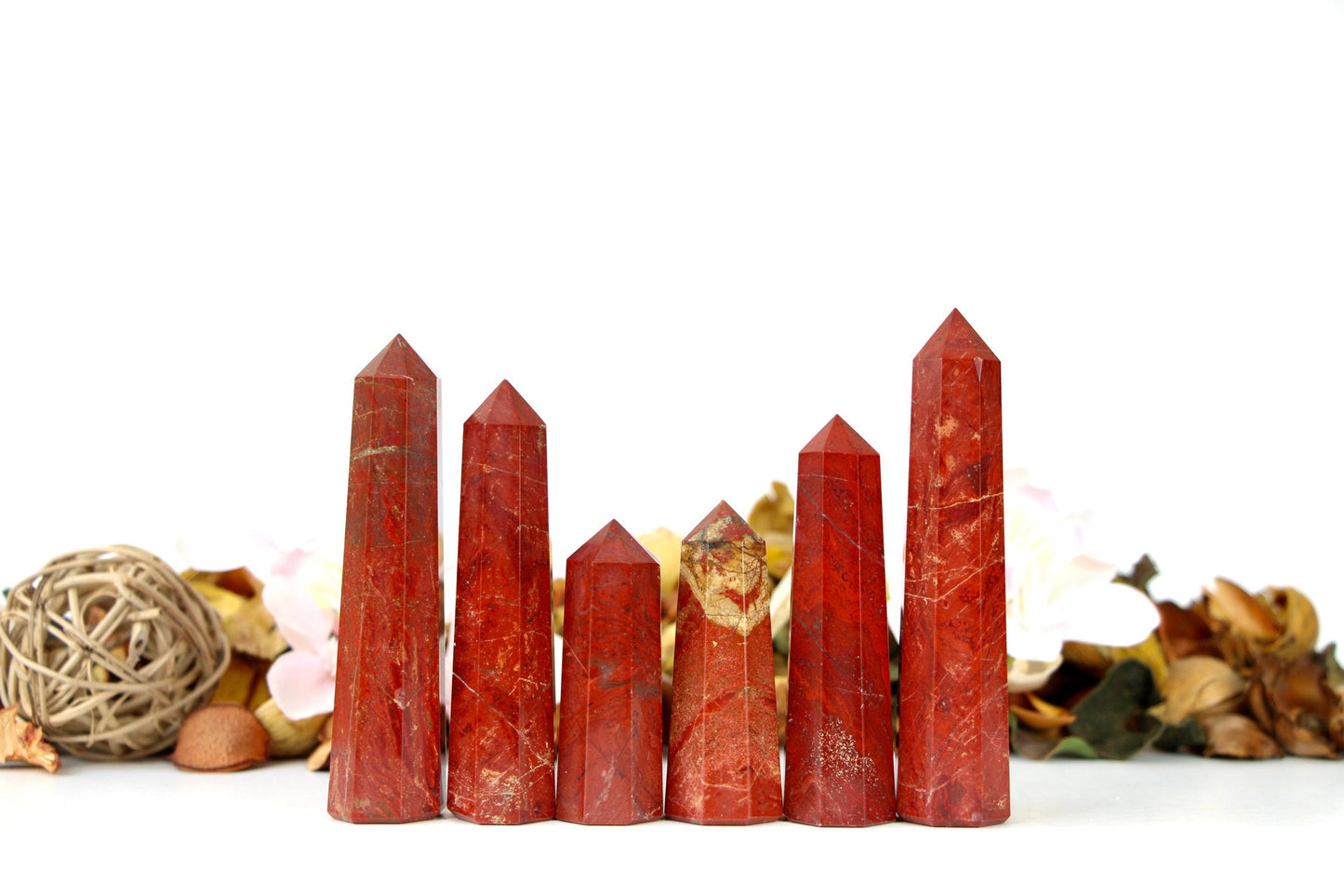 Red Jasper Crystal Towers Obelisk High Quality Tower Healing Crystal Wand, Medium Size 8 faceted Pencil Tower - Healing Crystal for Energy, Meditation, and Balance