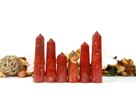 Red Jasper Crystal Towers Obelisk High Quality Tower Healing Crystal Wand, Medium Size 8 faceted Pencil Tower - Healing Crystal for Energy, Meditation, and Balance