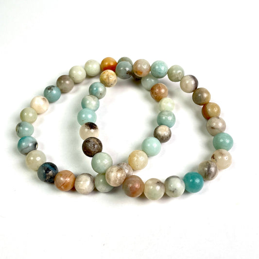 Wholesale 5 pieces Multi-colored Amazonite Gemstone Bracelets, Amazonite Crystal Bracelets,Amazonite Beads Bracelets - Healing Crystal for Energy, Meditation, and Balance