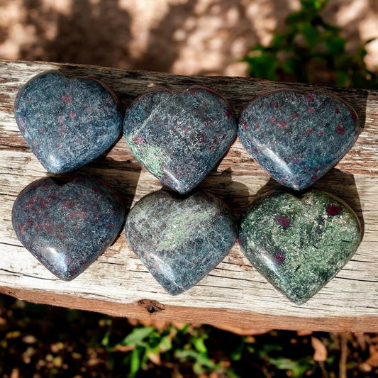 Ruby Kyanite Crystal Heart, Ruby Kaynite Gemstone Hearts, Ruby Heart Shaped Healing Stones, Home decor crystal - Healing Crystal for Energy, Meditation, and Balance