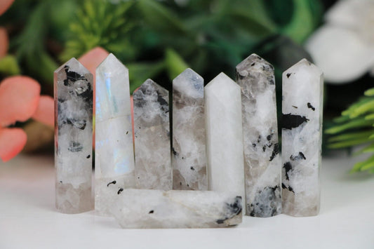 Rainbow Moonstone Crystal Tower Point - Healing Crystal for Energy, Meditation, and Balance