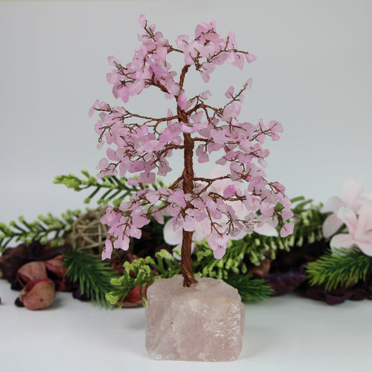 Rose Quartz Gemstone Trees, Crystal Tree of life 300 beads, Trees with Rose Quartz Base - Healing Crystal for Energy, Meditation, and Balance