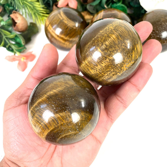 Tigers Eye Crystal Sphere, Tiger's Eye Crystal Ball – Grounding & Healing Crystal | Natural Energy Stone - Healing Crystal for Energy, Meditation, and Balance