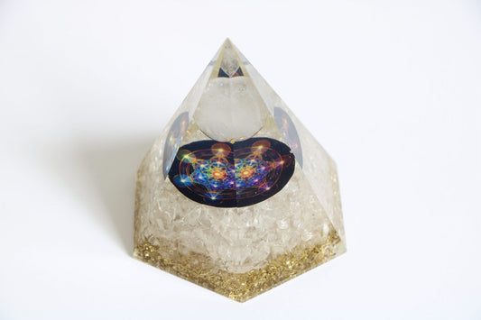 Orgone Pyramid-Natural Quartz Stone Orgonite Pyramid-Orgonite Gift - Healing Crystal for Energy, Meditation, and Balance