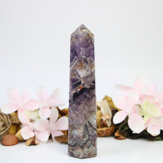 Large Amethyst Crystal Tower Obelisk Natural Healing Crystal Wand - Healing Crystal for Energy, Meditation, and Balance