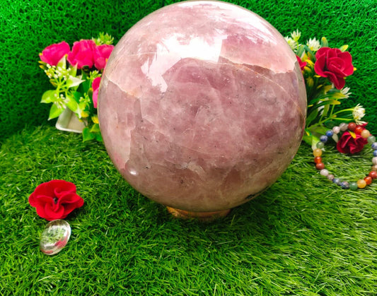 Natural Rose Quartz 7 kilograms Ball Crystal Extra Large Size with Black Tourmaline beautiful home decoration - Healing Crystal for Energy, Meditation, and Balance