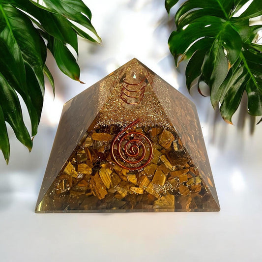 Tiger's Eye Orgone Pyramid (70-75mm) – Empowerment, Confidence, and Protection Orgone Pyramids 70-75 mm - Healing Crystal for Energy, Meditation, and Balance