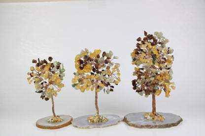 Healing Crystal Tree Citrine Gemstone Chakra Trees with Coaster base, Bonsai Tree Of Life Crystal Tree - Healing Crystal for Energy, Meditation, and Balance