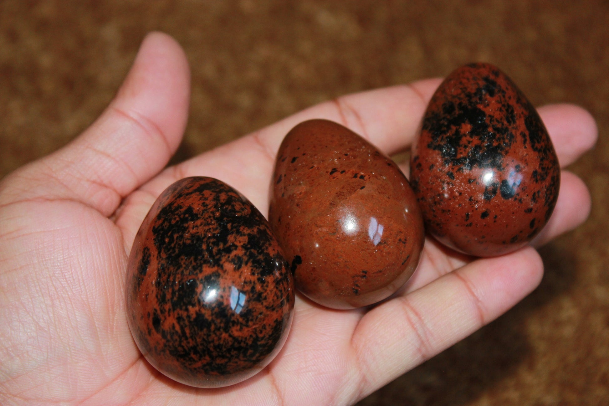 Mahogany Obsidian Eggs | Mahogany Obsidian Crystal | Polished Mahogany Obsidian | Crystal Egg | 3.5 OZ,100G / 2" Tall | Healing Crystals - Healing Crystal for Energy, Meditation, and Balance