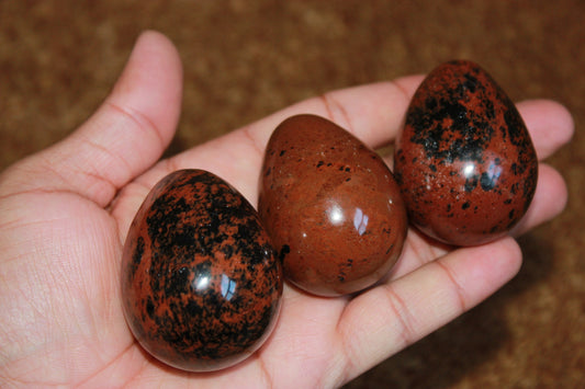 Mahogany Obsidian Eggs | Mahogany Obsidian Crystal | Polished Mahogany Obsidian | Crystal Egg | 3.5 OZ,100G / 2" Tall | Healing Crystals - Healing Crystal for Energy, Meditation, and Balance