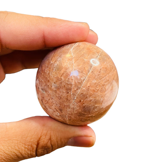 Peach Moonstone Crystal Sphere Moonstone Ball 50mm - Healing Crystal for Energy, Meditation, and Balance