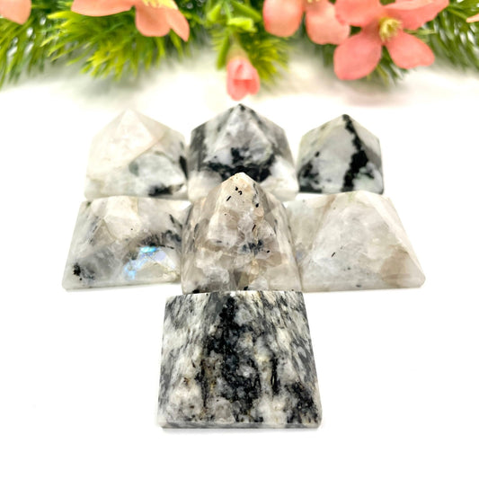 Rainbow Moonstone Crystal Pyramid – Grounding & Healing Crystal | Natural Energy Stone - Healing Crystal for Energy, Meditation, and Balance