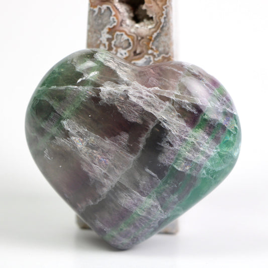 Multi Fluorite Crystal Heart, Gemstone Hearts, Fluorite Crystals - Healing Crystal for Energy, Meditation, and Balance