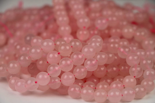 Rose Quartz Gemstone Beads, Rose Quartz with tourmaline round 8 mm beads 15 inches strand, High Quality Natural Crystal Beads - Healing Crystal for Energy, Meditation, and Balance
