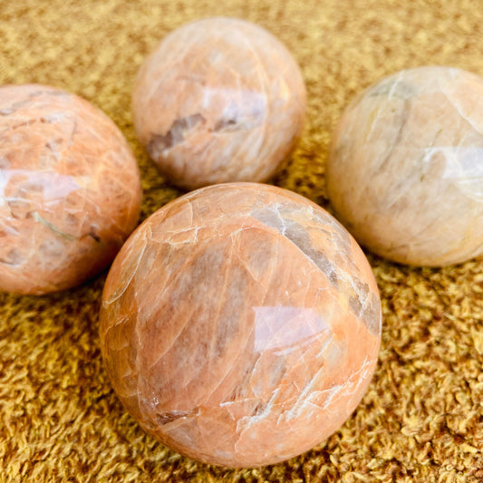 Peach Moonstone Spheres Agate Balls Crystal House warming Gift Home décor Hand Made 55-60mm - Healing Crystal for Energy, Meditation, and Balance