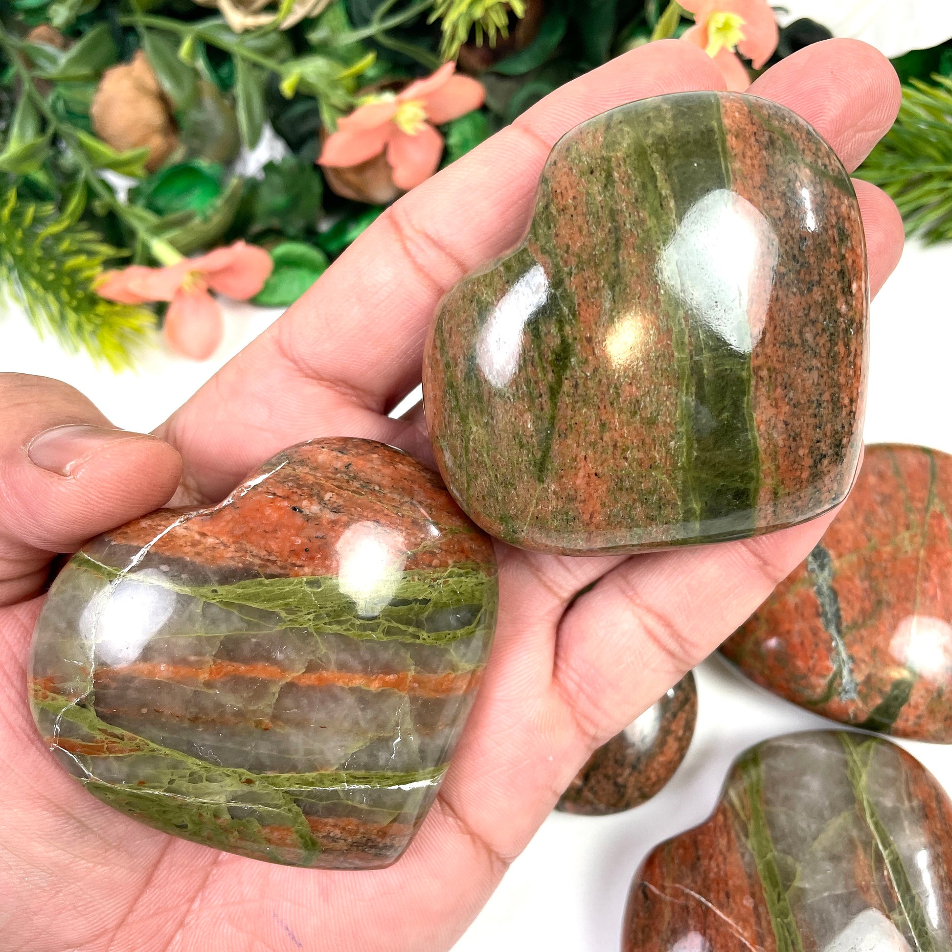 Unakite Crystal Heart, Unakite Gemstone Hearts, Unakite Heart Shaped Healing Stones, Home decor crystal - Healing Crystal for Energy, Meditation, and Balance