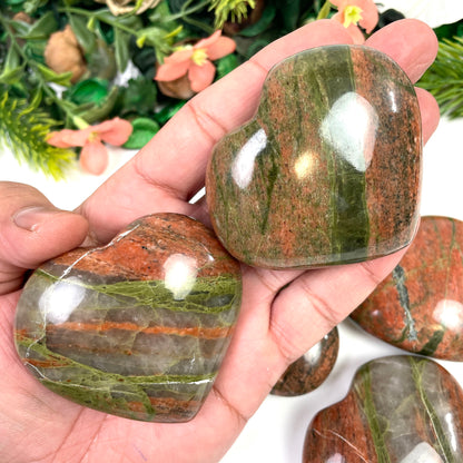 Unakite Crystal Heart, Unakite Gemstone Hearts, Unakite Heart Shaped Healing Stones, Home decor crystal - Healing Crystal for Energy, Meditation, and Balance
